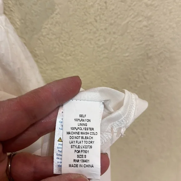 L Love woamns boho white mini Dress size Small - Picture 7 of 8